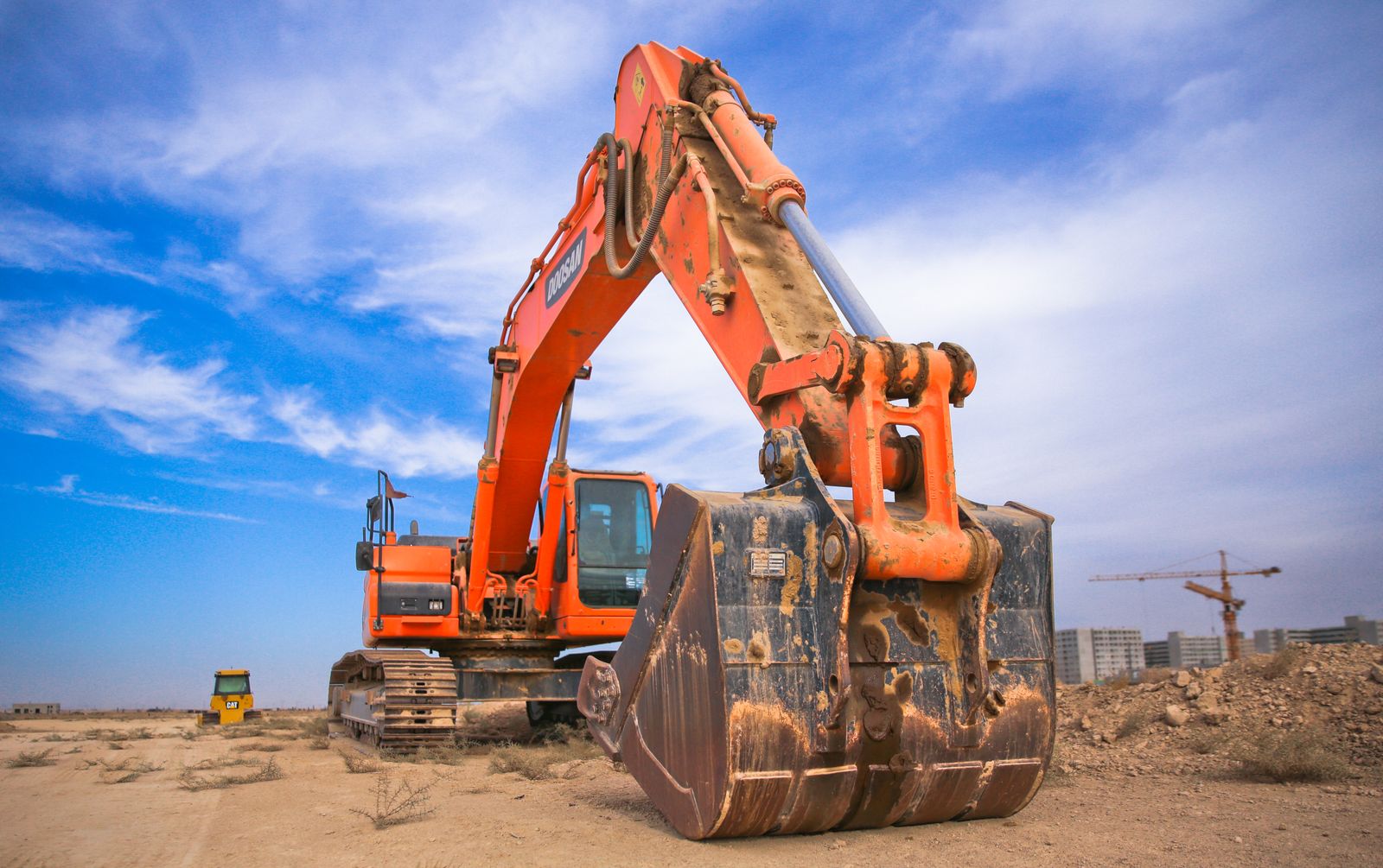 Heavy equipment on an active civil works site